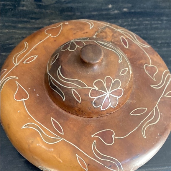 Handcrafted Floral Brown Wooden Art Piece - Picture 2 of 4